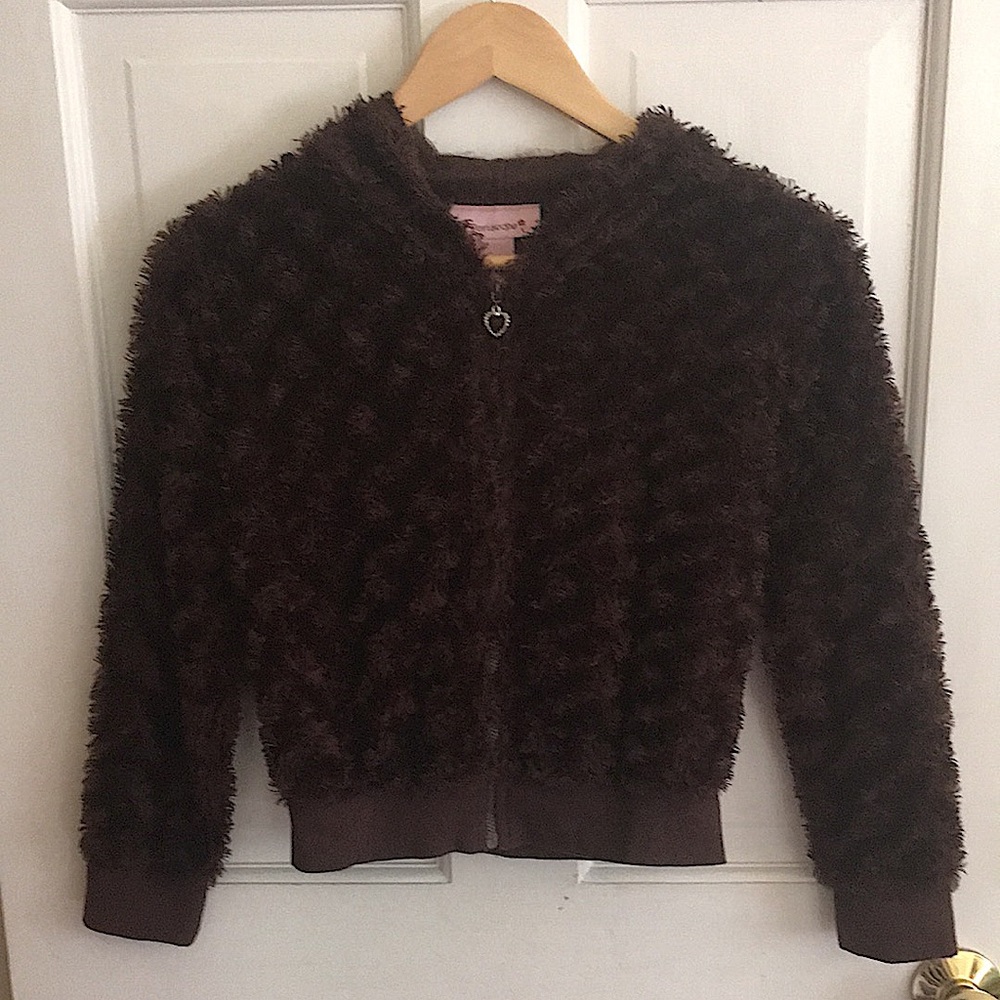 Brown Eyelash Zip Up Sweatshirt